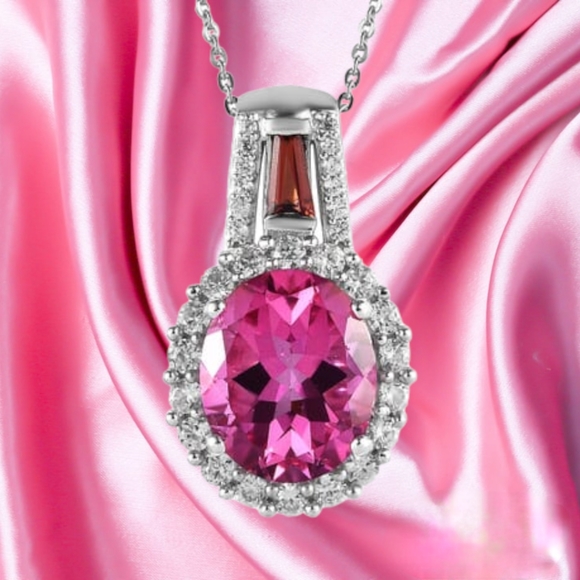 Gemologica Jewelry - NWT PINK MYSTIC TOPAZ & MULTIGEMSTONE NECKLACE PLATINUM OVER STERLING SILVER